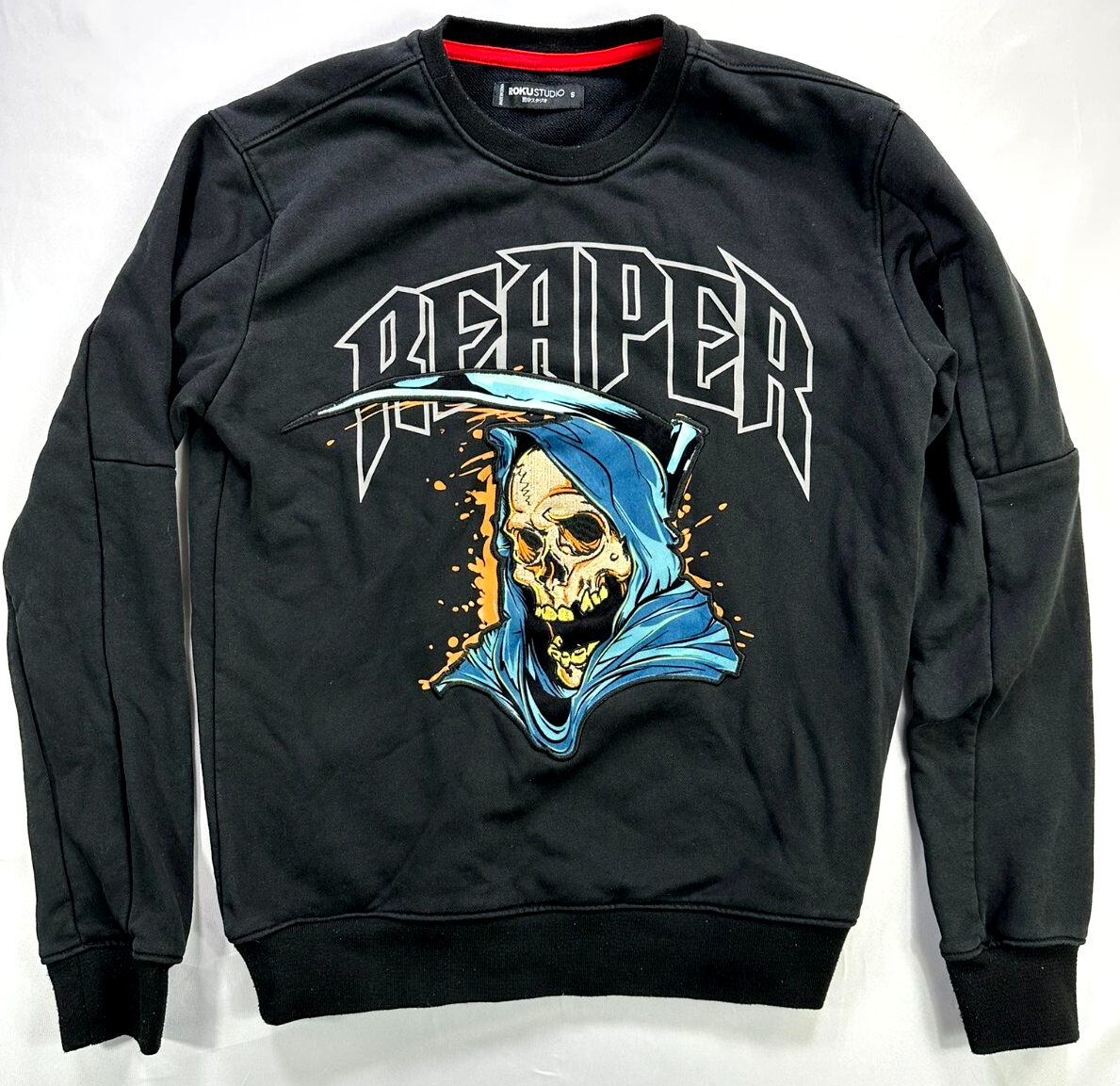 Men's Black Roku Studio Reaper Patch French Terry Sweatshirt- Size S