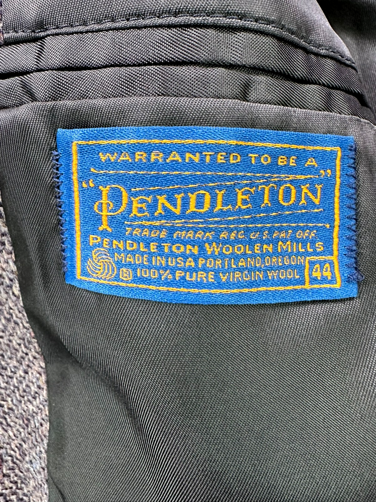 Men's Gray Pendleton Suede & Tweed Wool Blazer Sport Coat- Size 44