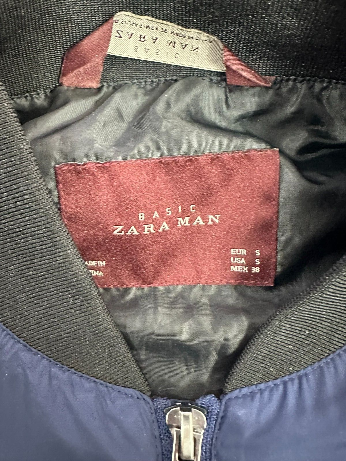 Men's Zara Dark Blue Lightweight Bomber Jacket- Size S
