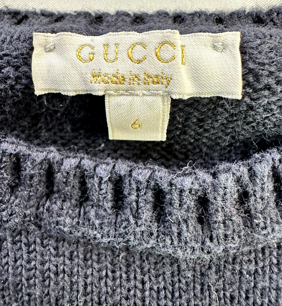 Kids Vintage Gucci Logo Cotton Sweater- Size 6