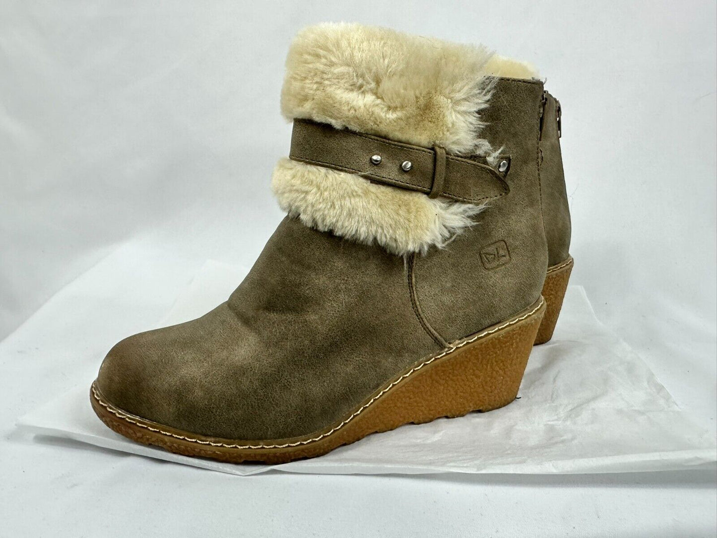 Women's Dirty Laundry Dark Tan Wedge Heel Zip Up Boot- Size 9
