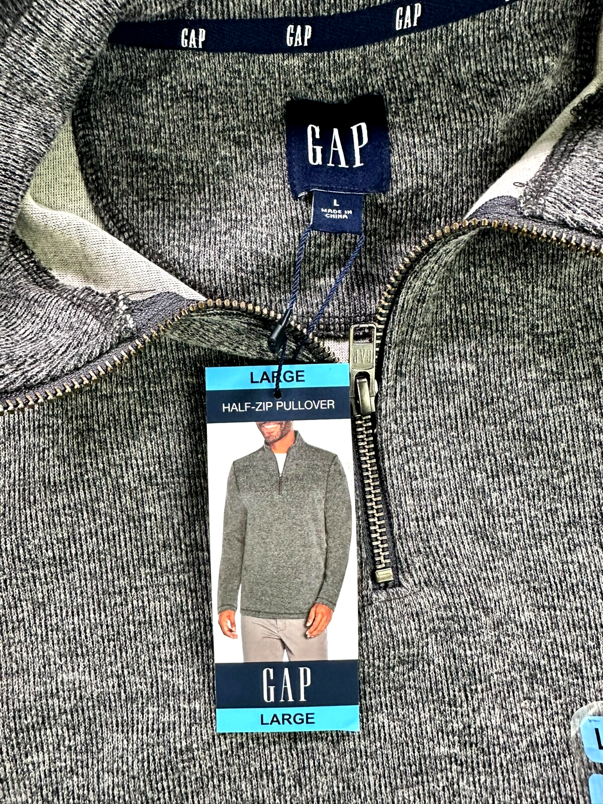 Men's Gray (Dark Shadow) Gap Half Zip Pullover- Size L