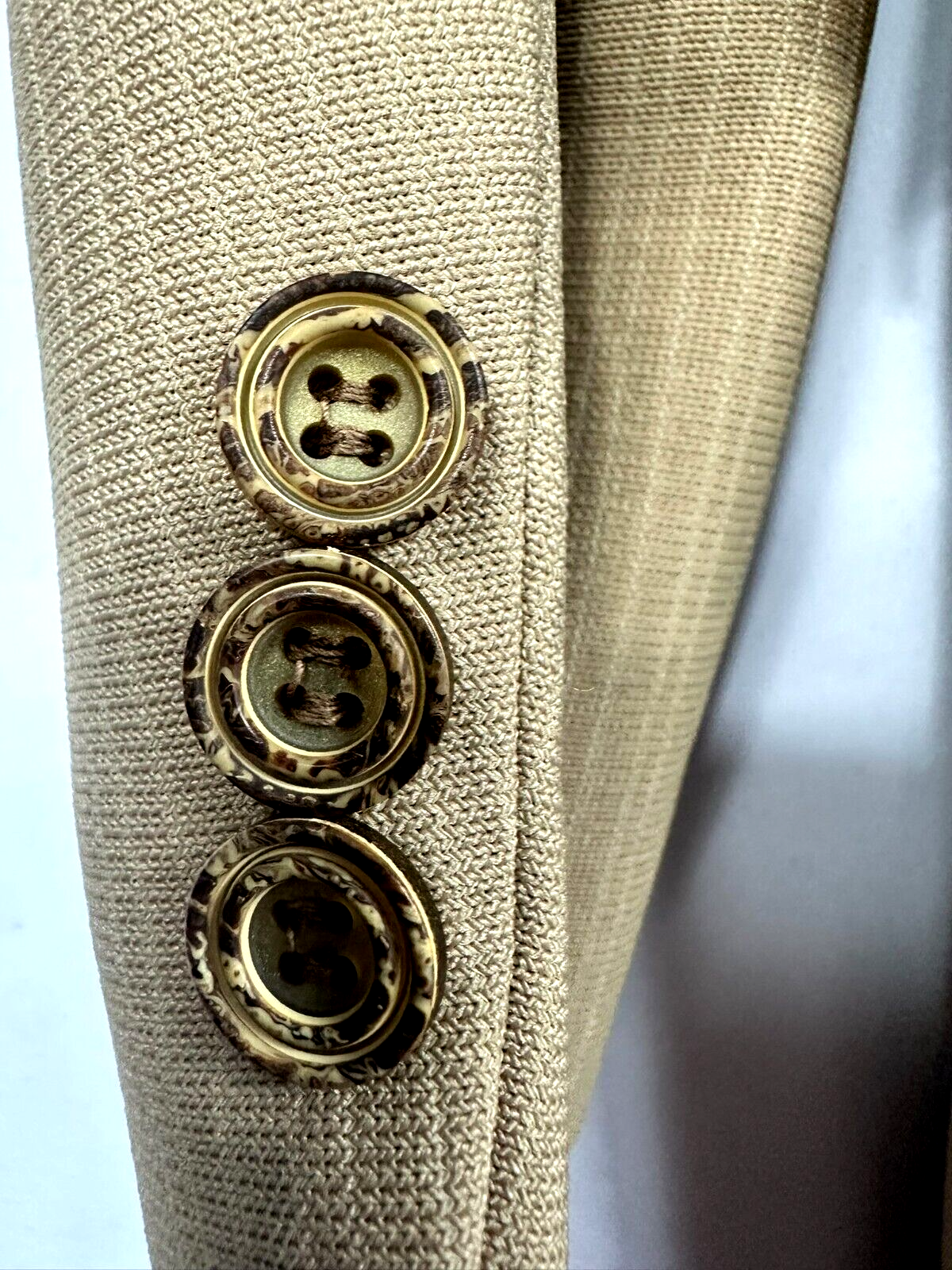 Men's Vintage Beige Textured Double Stitched Blazer- Size 36R