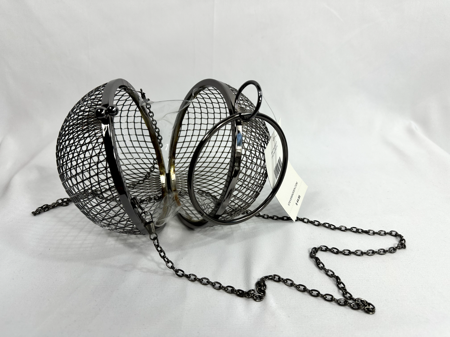 Steve Madden BCaged Pewter Mesh Ball Purse