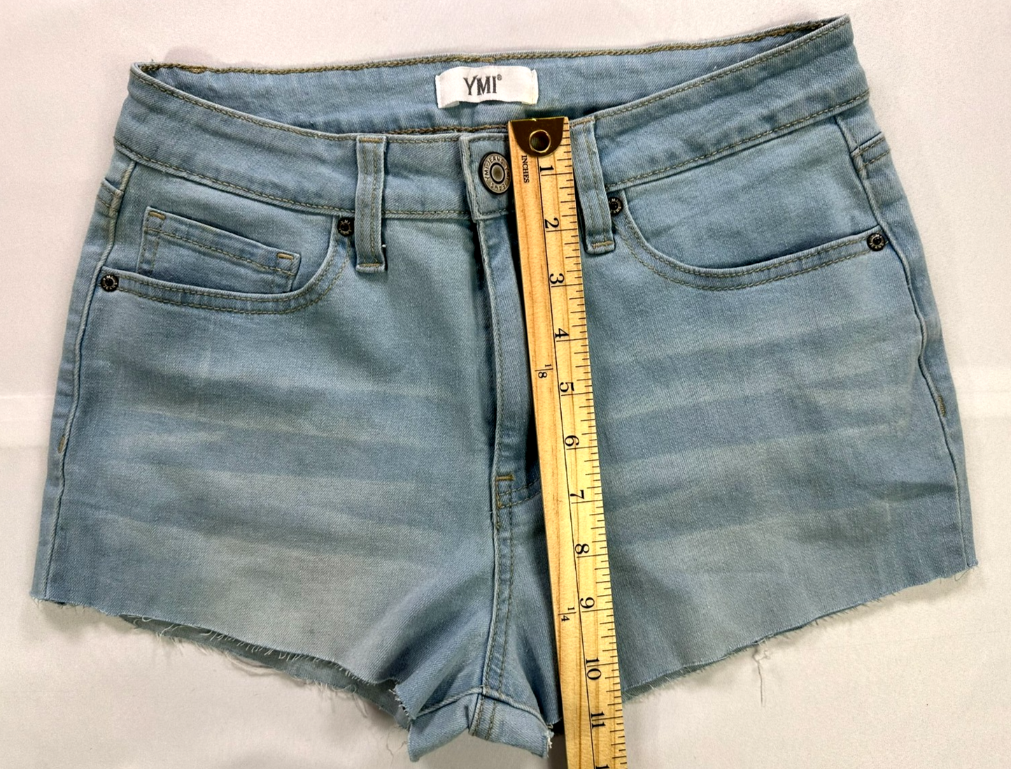 Women's YMI Light Wash Low Rise Cut Off Denim Shorts- Size 9