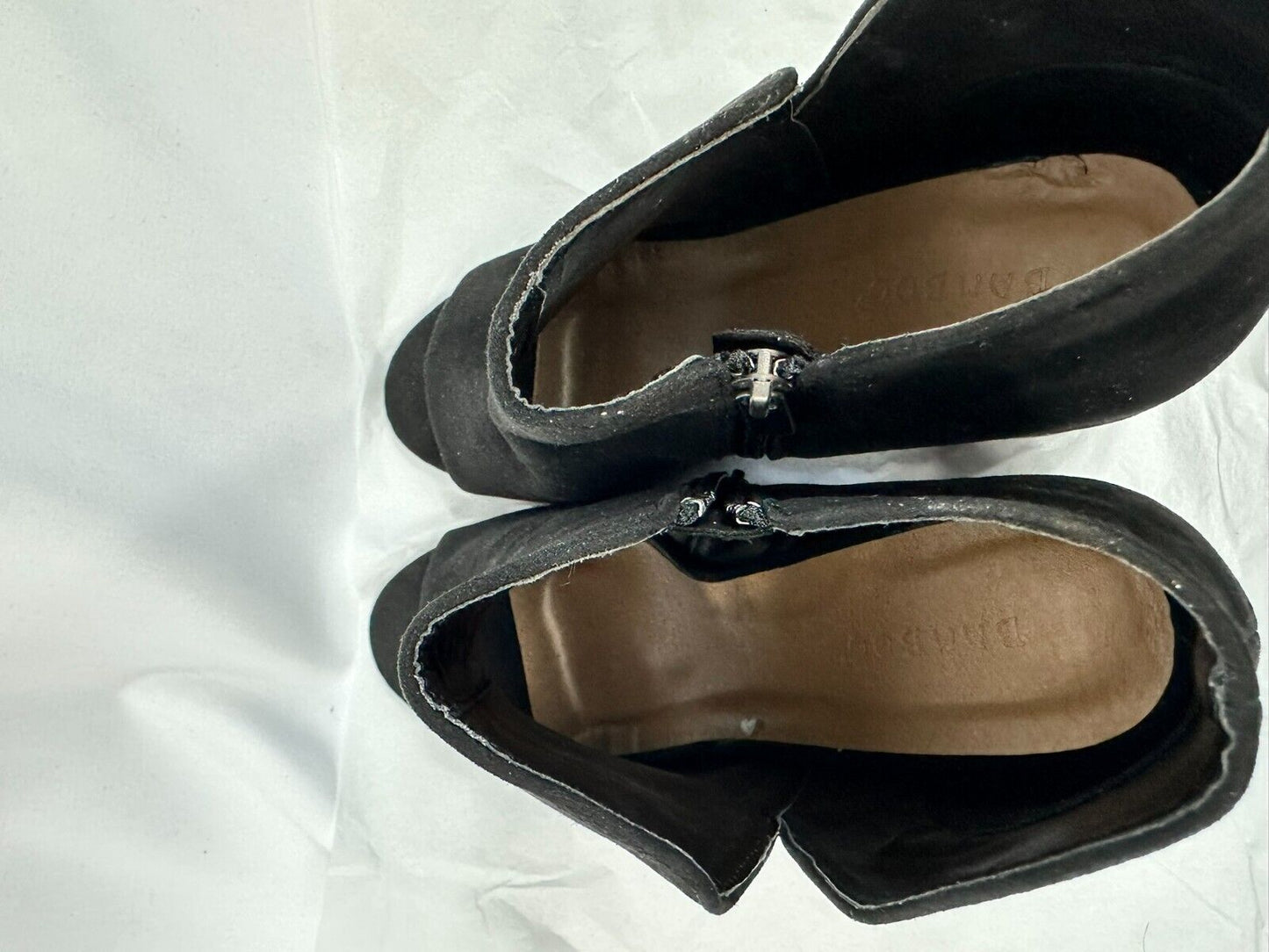 Women's Bamboo Black Open Toe Zip Up Platform Boot- Size 9