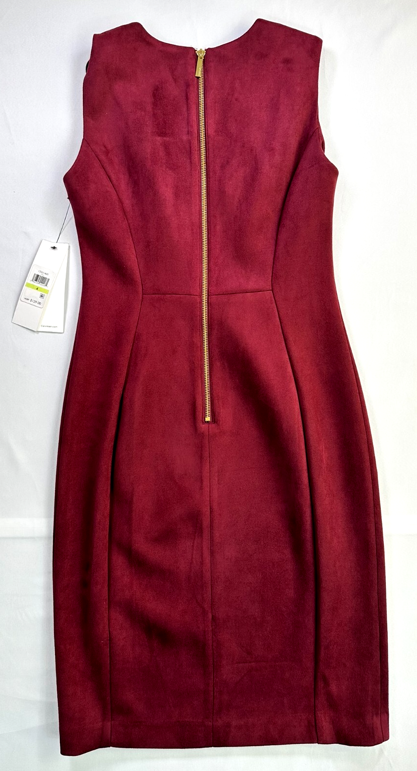 Women's Burgandy Calvin Klein Faux Suede Sheath Dress- Size 4