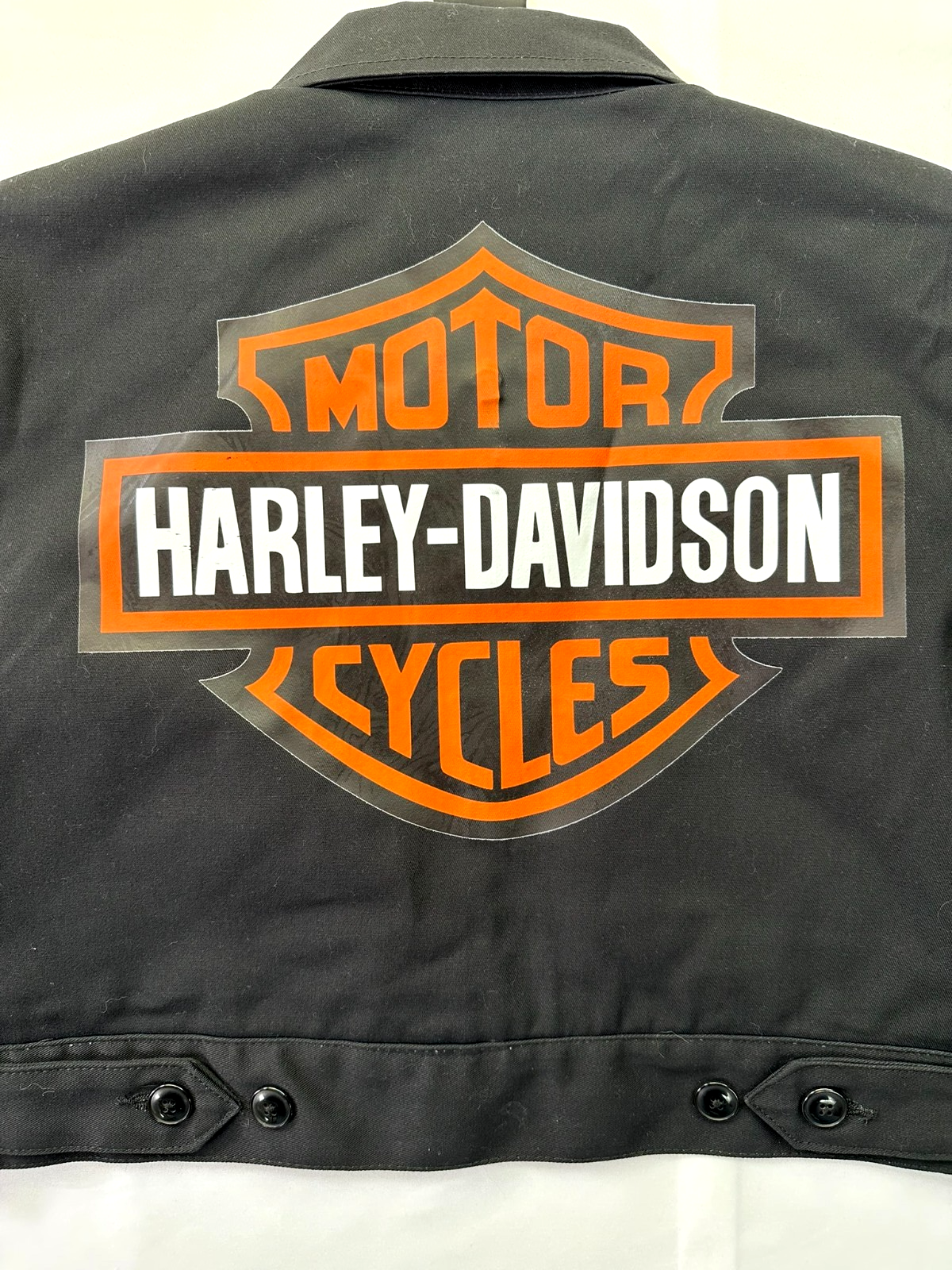 Women's Black Dickies X Harley Davidson Cropped Short Motorcycle Jacket- Size S