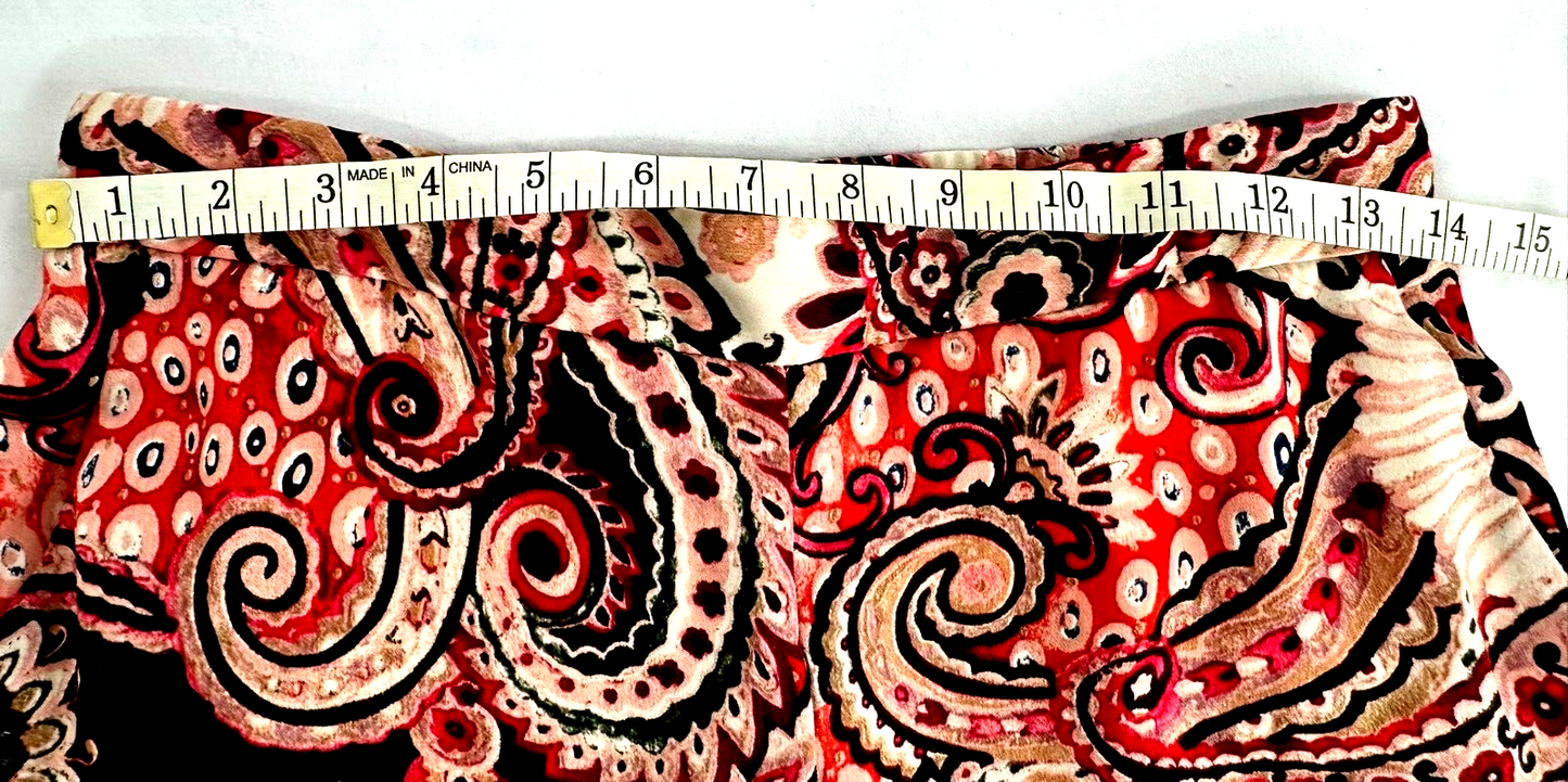 Women's Zara Elastic Waist Printed Satin Feel Pants- Size S