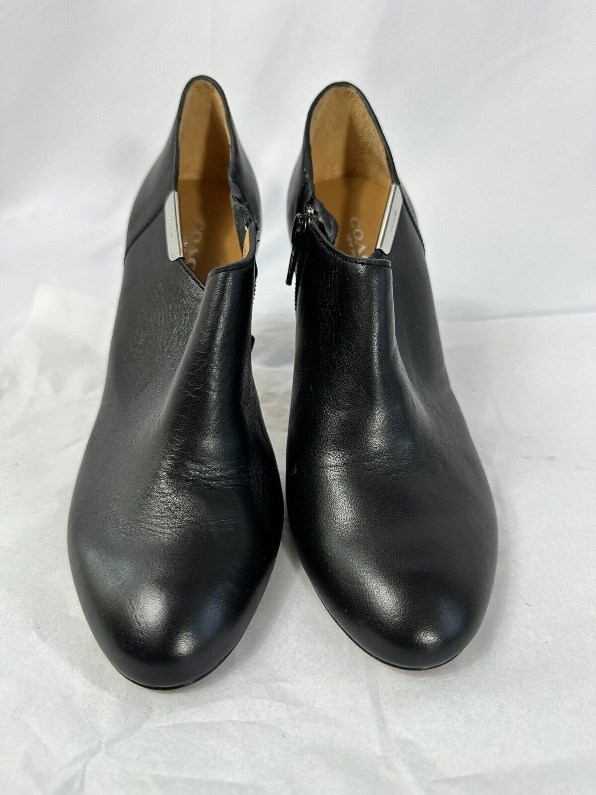 Women's Coach Black 3" High Heel Zip Up Shoe- Size 5.5