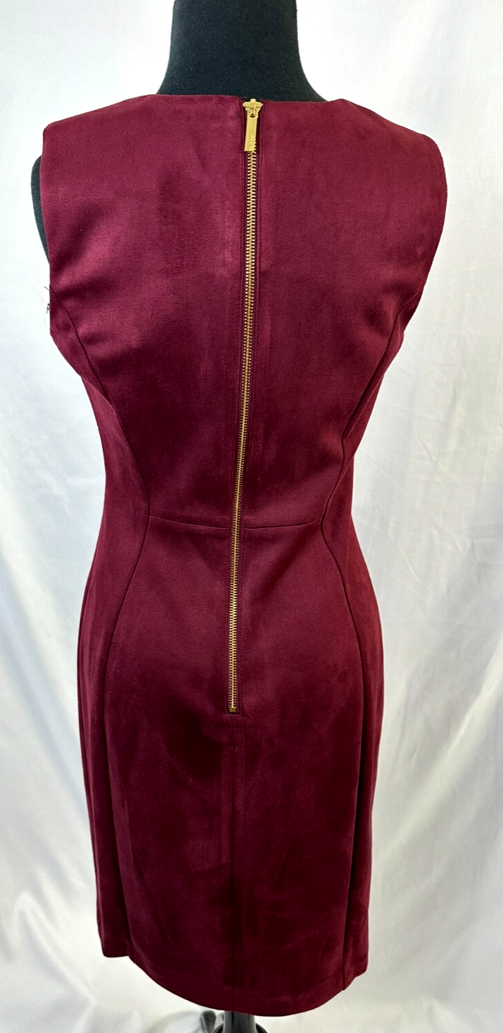 Women's Burgandy Calvin Klein Faux Suede Sheath Dress- Size 4