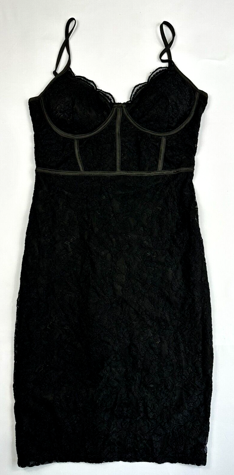 Honey Peach Spaghetti Strap Sweetheart Neckline Contour Black Dress- Size XL