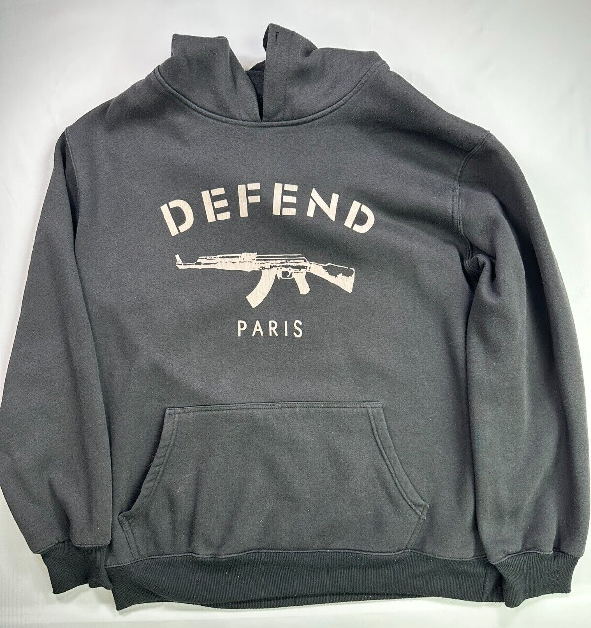 Men's Black Defend Paris Hooded Sweatshirt- Size 2XL