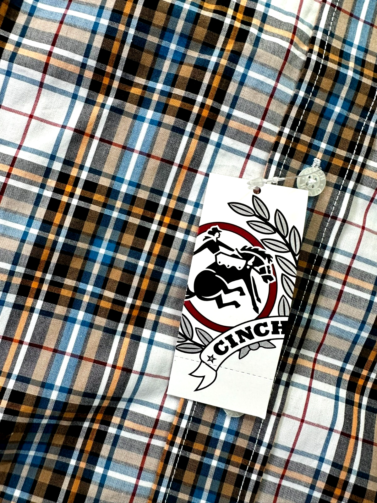Men's Cinch Western Plaid Cotton Button Up Long Sleeve Shirt- Size XL