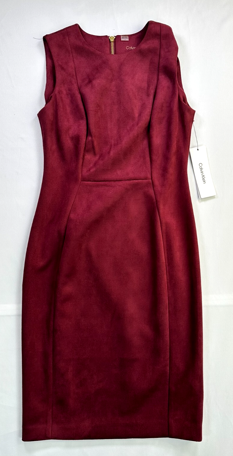 Women's Burgandy Calvin Klein Faux Suede Sheath Dress- Size 4