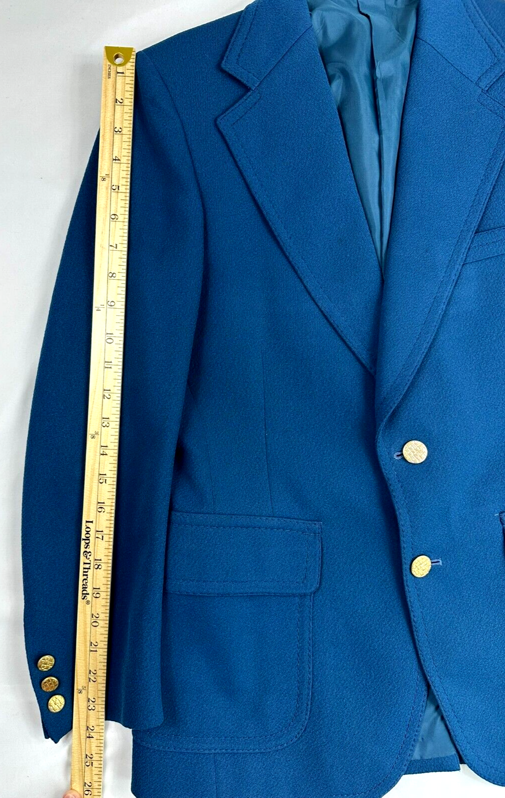 Men's Vintage Blue Textured Blazer- Size 36R