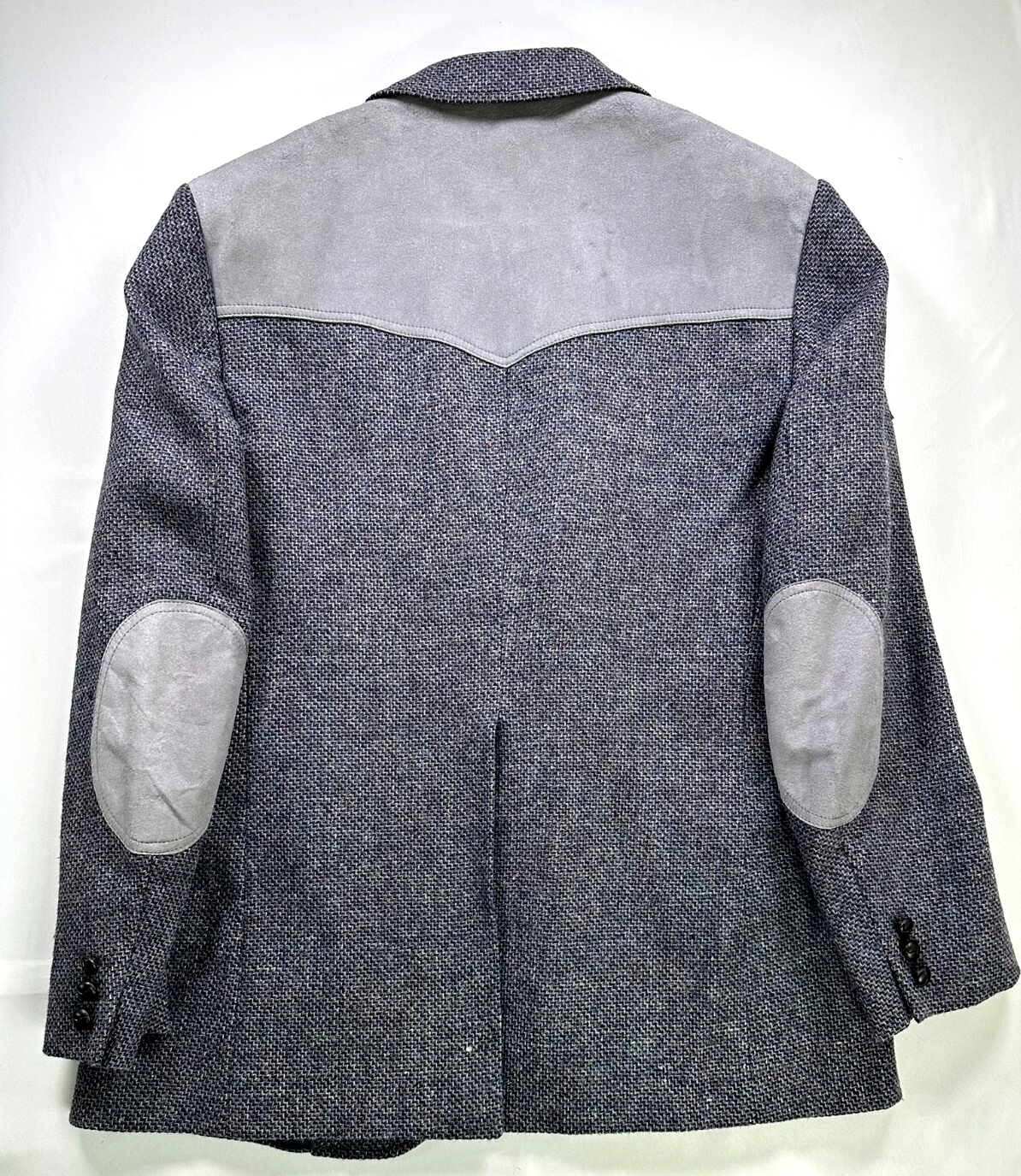 Men's Gray Pendleton Suede & Tweed Wool Blazer Sport Coat- Size 44