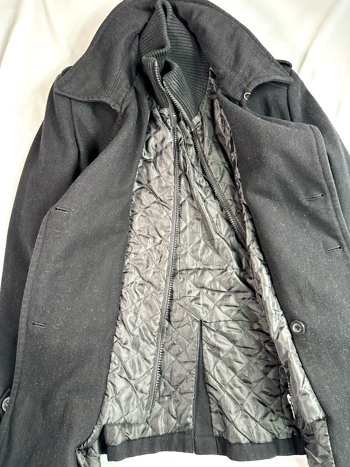 Men's Black Zara Classic Sport Insulated Pea Coat- Size S