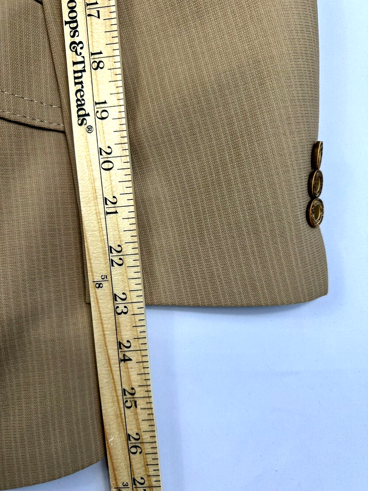 Men's Vintage Beige Textured Double Stitched Blazer- Size 36R