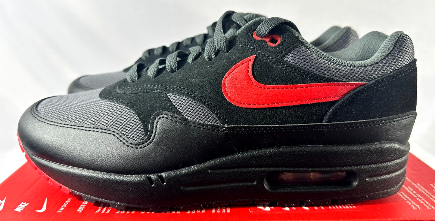 Men's Nike Air Max 1 Essential- Black/Univ Red/Iron Grey (FZ5808-008) Size 10