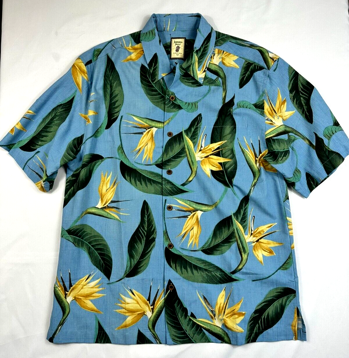 Men's Jamaican Jaxx Short Sleeve 100% Silk Hawaiian Shirt- Size M
