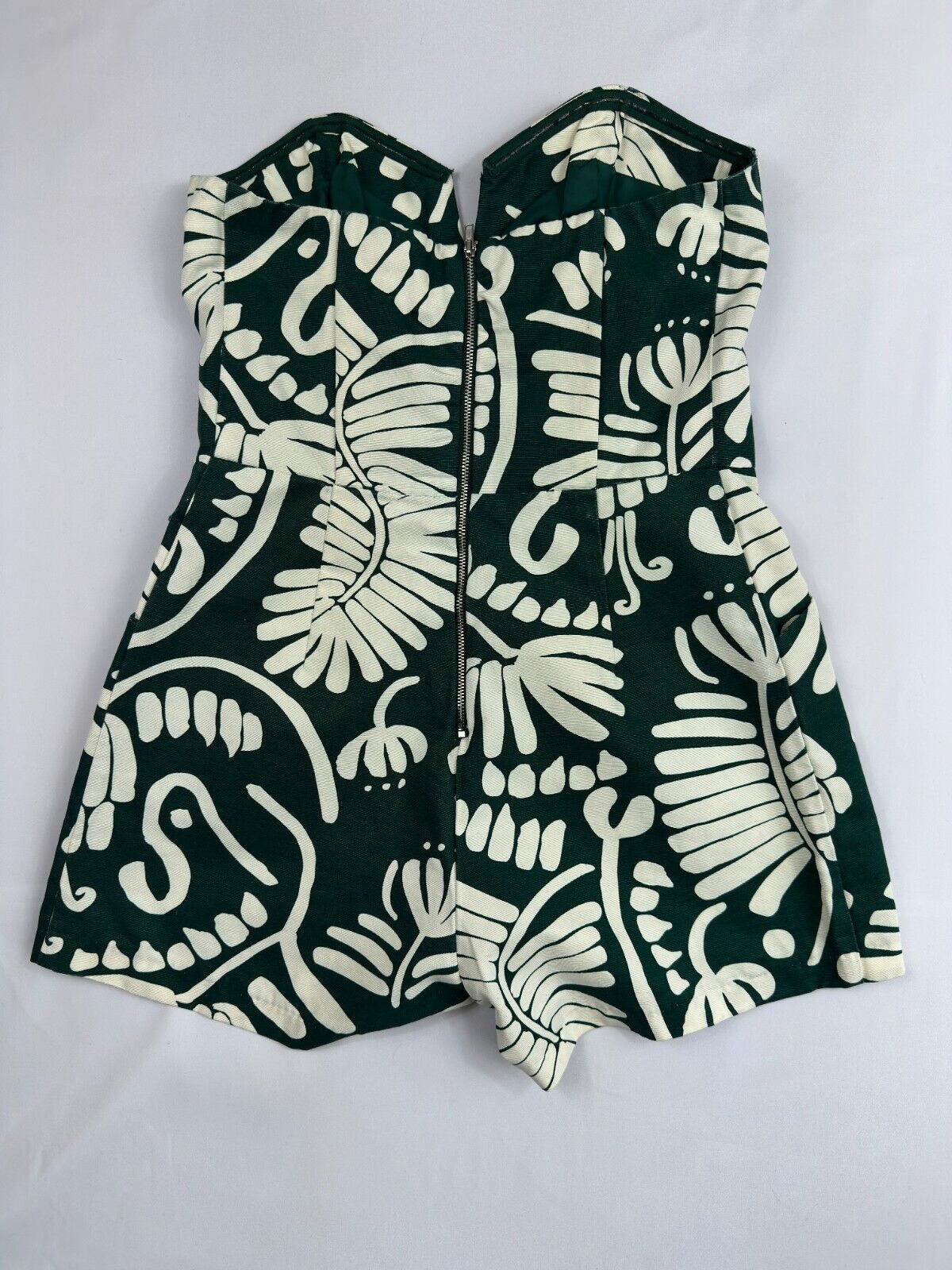 Women's H&M Conscious Leafy Forest Green & White Short Jumpsuit- Size M