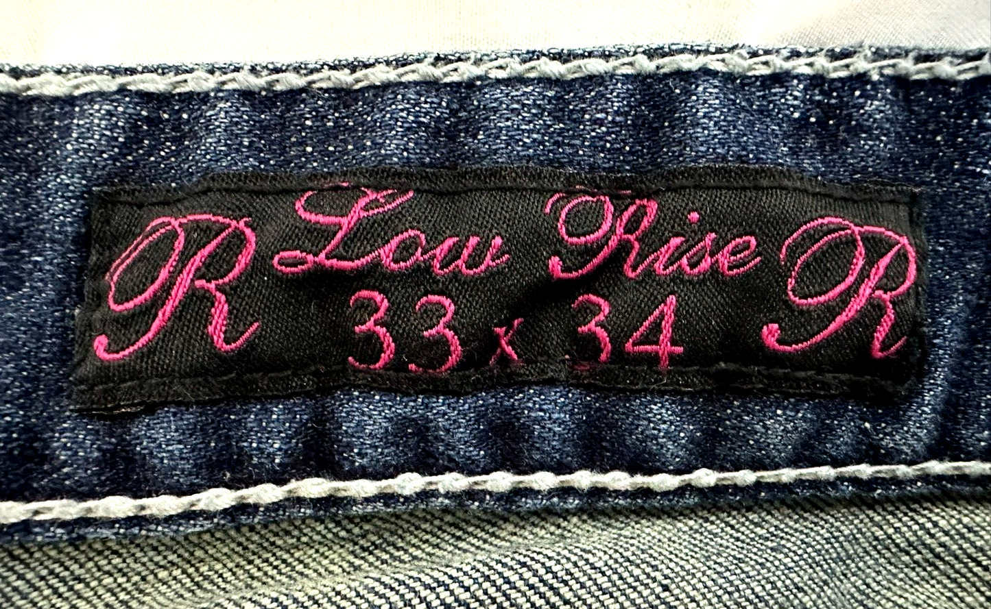 Women's Rock & Roll Cowgirl Studded Boot Cut Low Rise Jeans- Size 33x34
