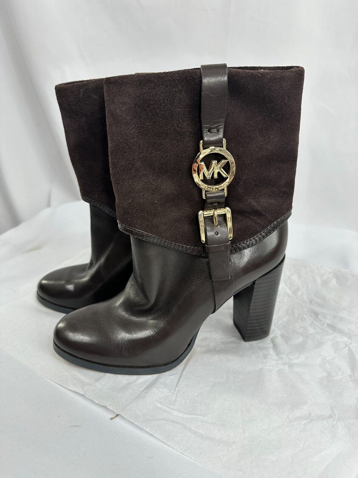 Women's Michael Kors Dark Brown Boots- Gold Hardware- Size 6.5M