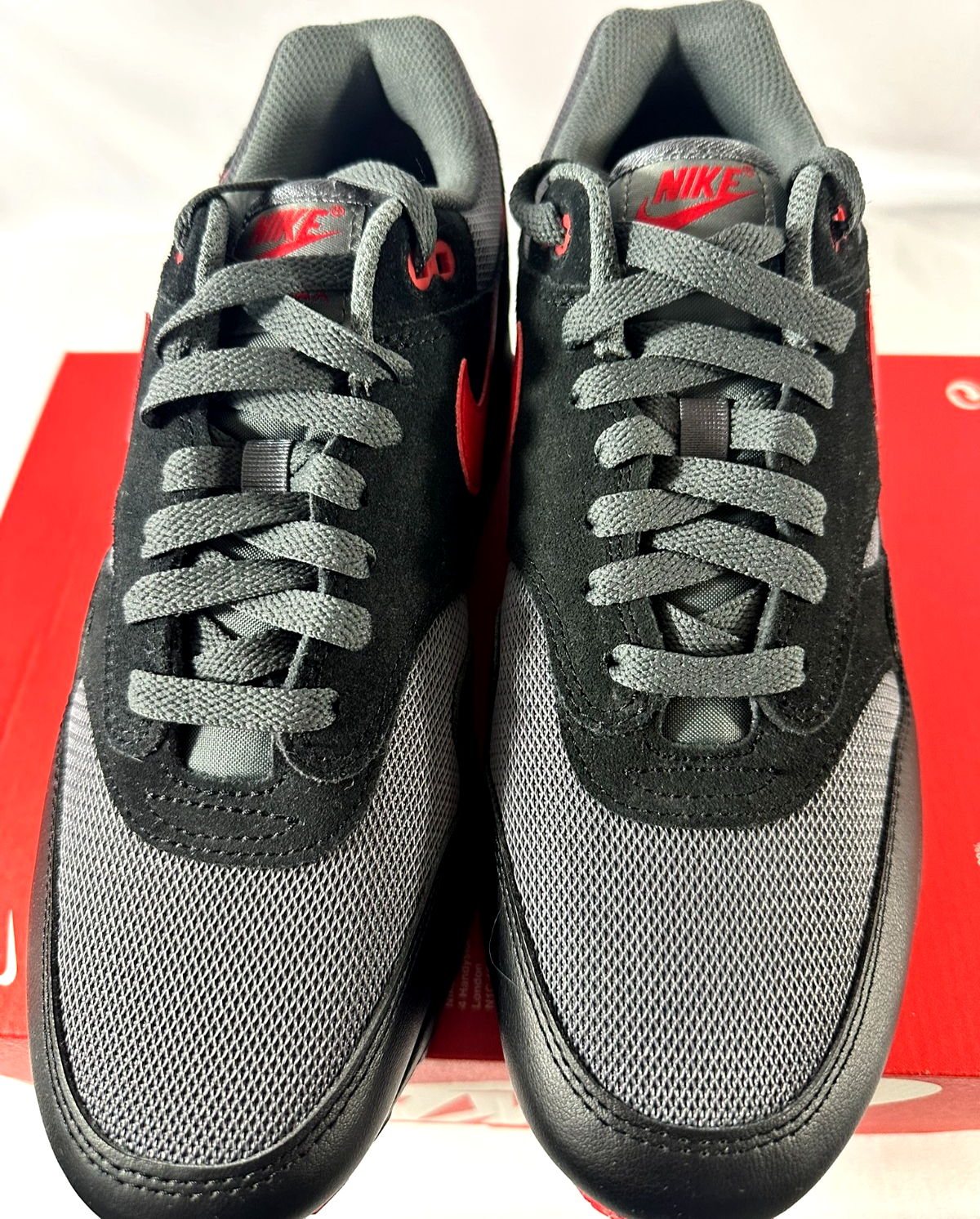 Men's Nike Air Max 1 Essential- Black/Univ Red/Iron Grey (FZ5808-008) Size 10