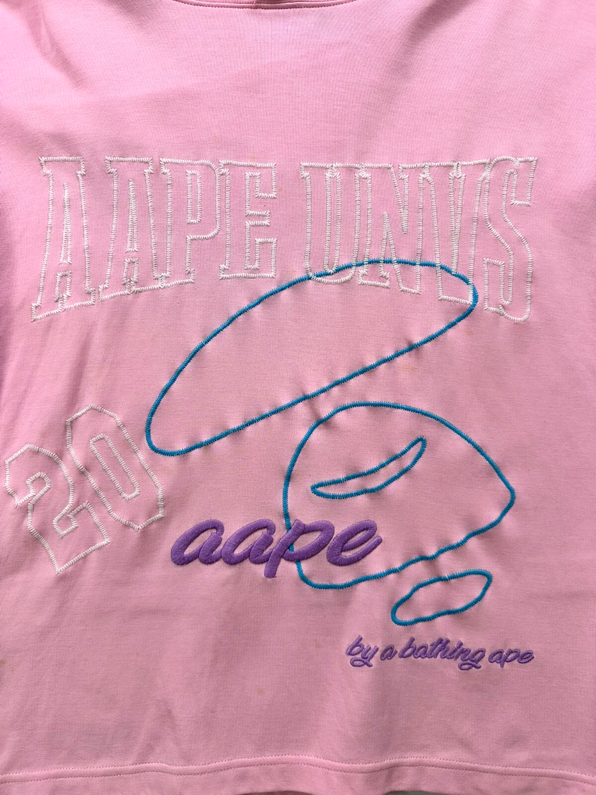 Women's Pink AAPE By A Bathing Ape Short Sleeve Hoodie- Size XS