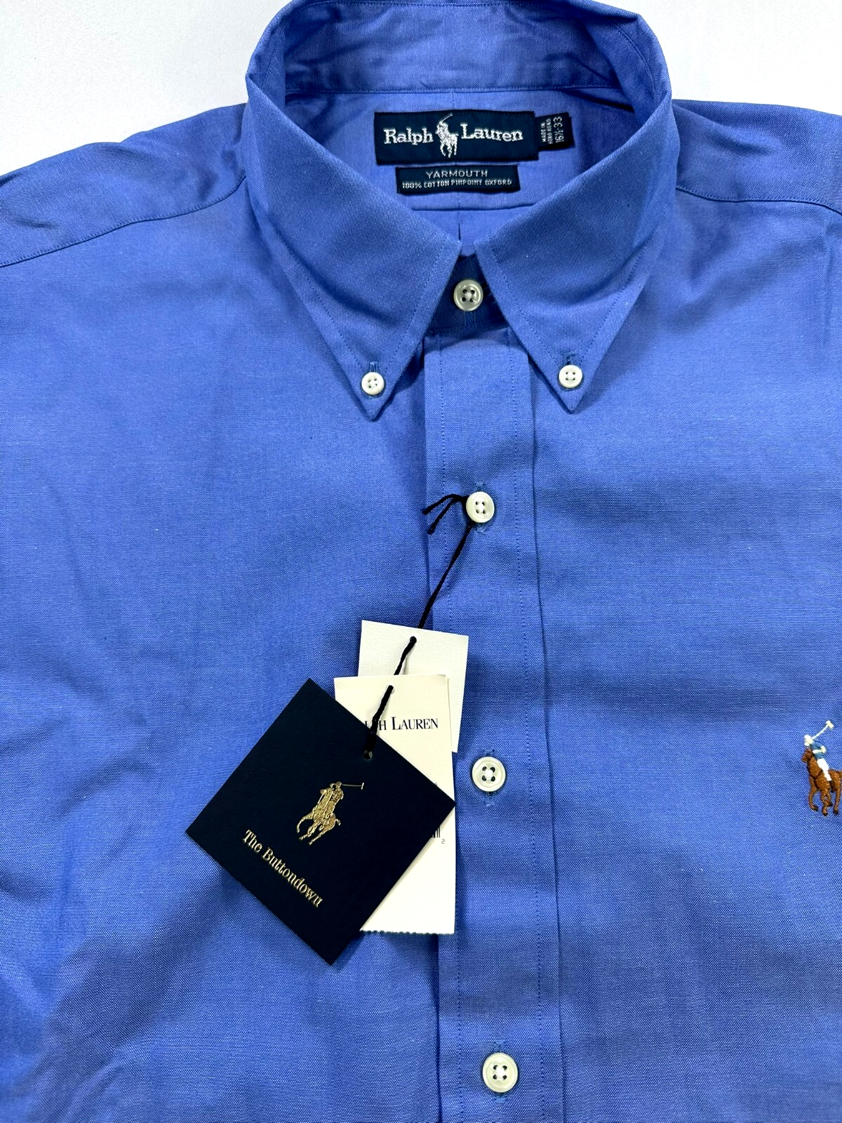 Men's Blue Ralph Lauren Yarmouth Pinpoint Oxford Buttondown Shirt- Size 16.5/33