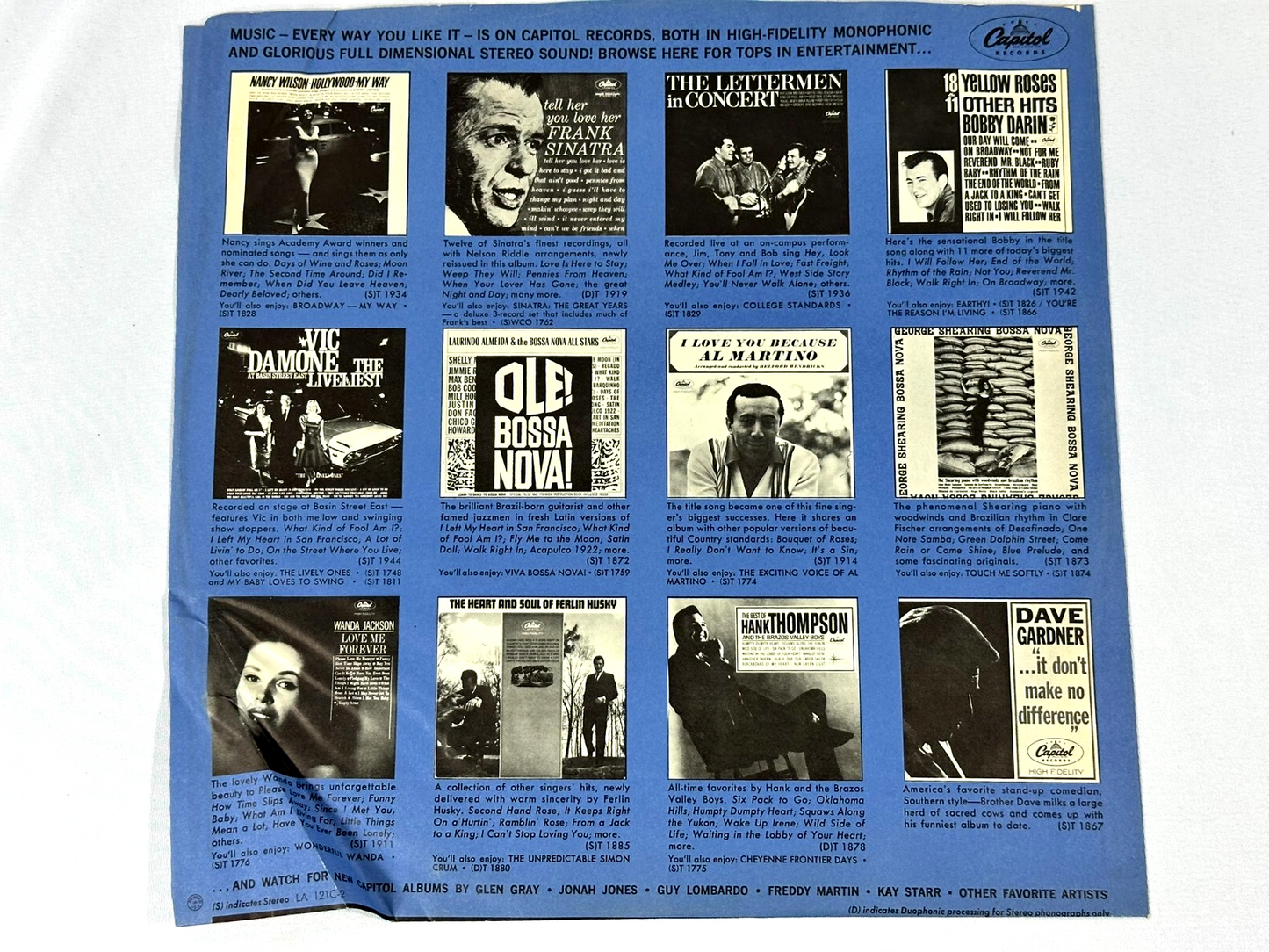 Jackie Gleason Movie Themes For Lovers Only SW 1877 VG+ 12in Vinyl Record Album