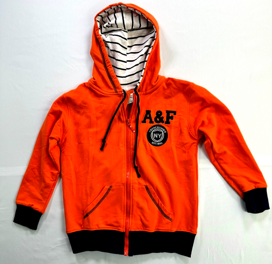 Kids Abercrombie & Fitch Orange & Navy Zip Up Hoodie- Size 8