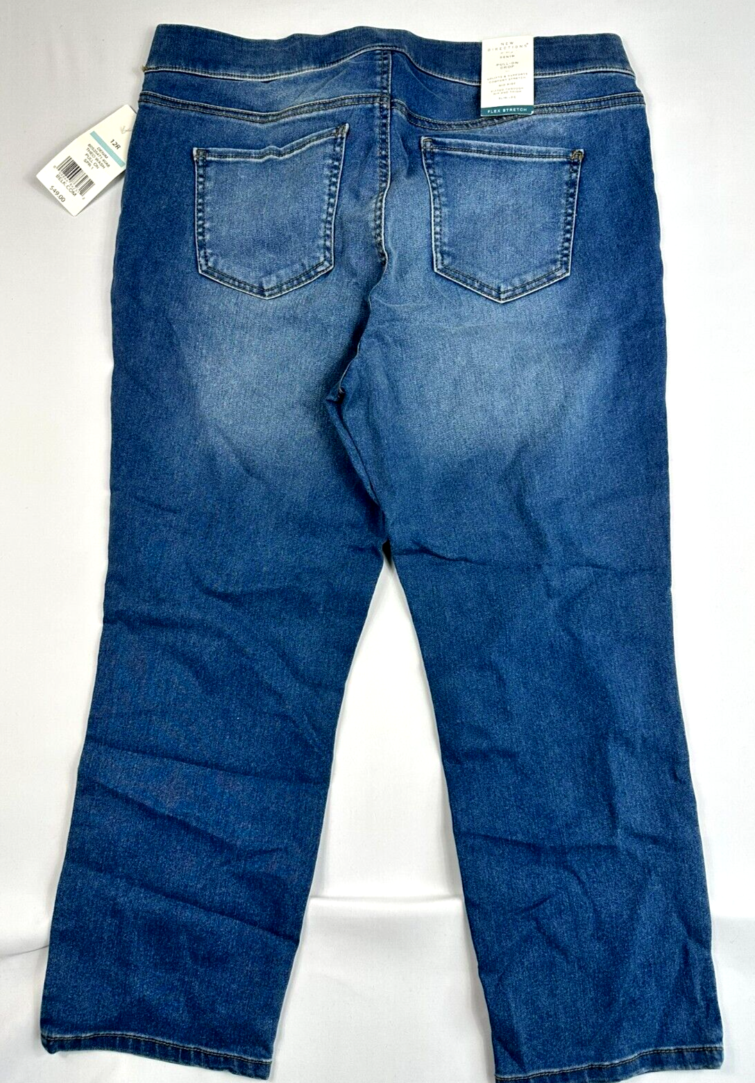 Women's New Direction Pull On Crop Flex Stretch Mid Rise Comfort Jeans- Size 12