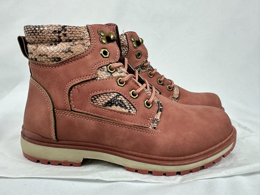 Women's Yoki Fashion Inc. Blush Snake Skin Accent Boot- Size 9