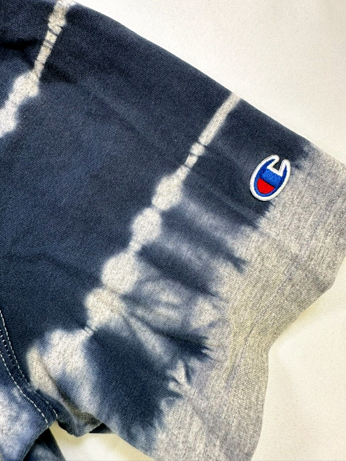 Men's Vintage Blue & Gray Tie Dye Champion T-Shirt- Size L