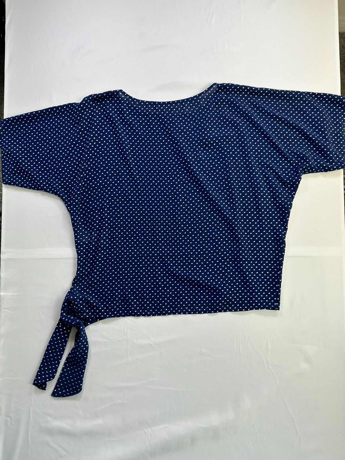 Women's Michael Kors Sapphire Chiffon Polka Dot Short Sleeve Shirt- Size S