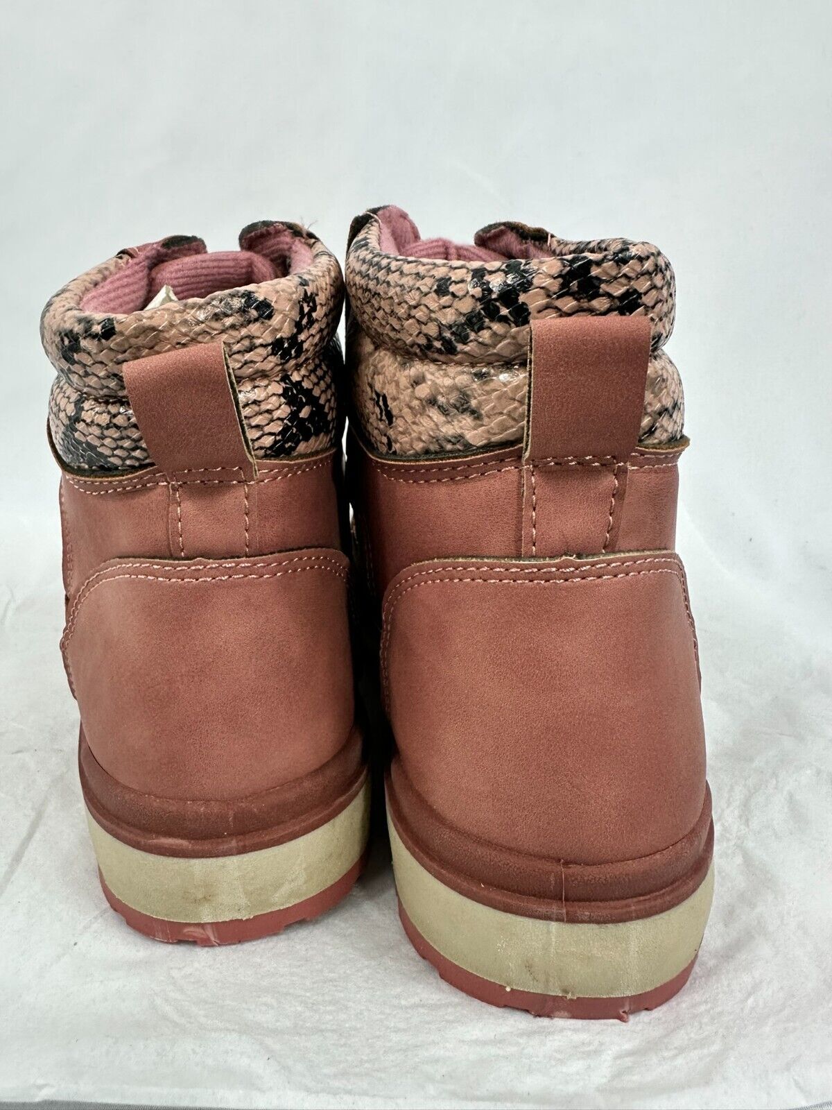 Women's Yoki Fashion Inc. Blush Snake Skin Accent Boot- Size 9