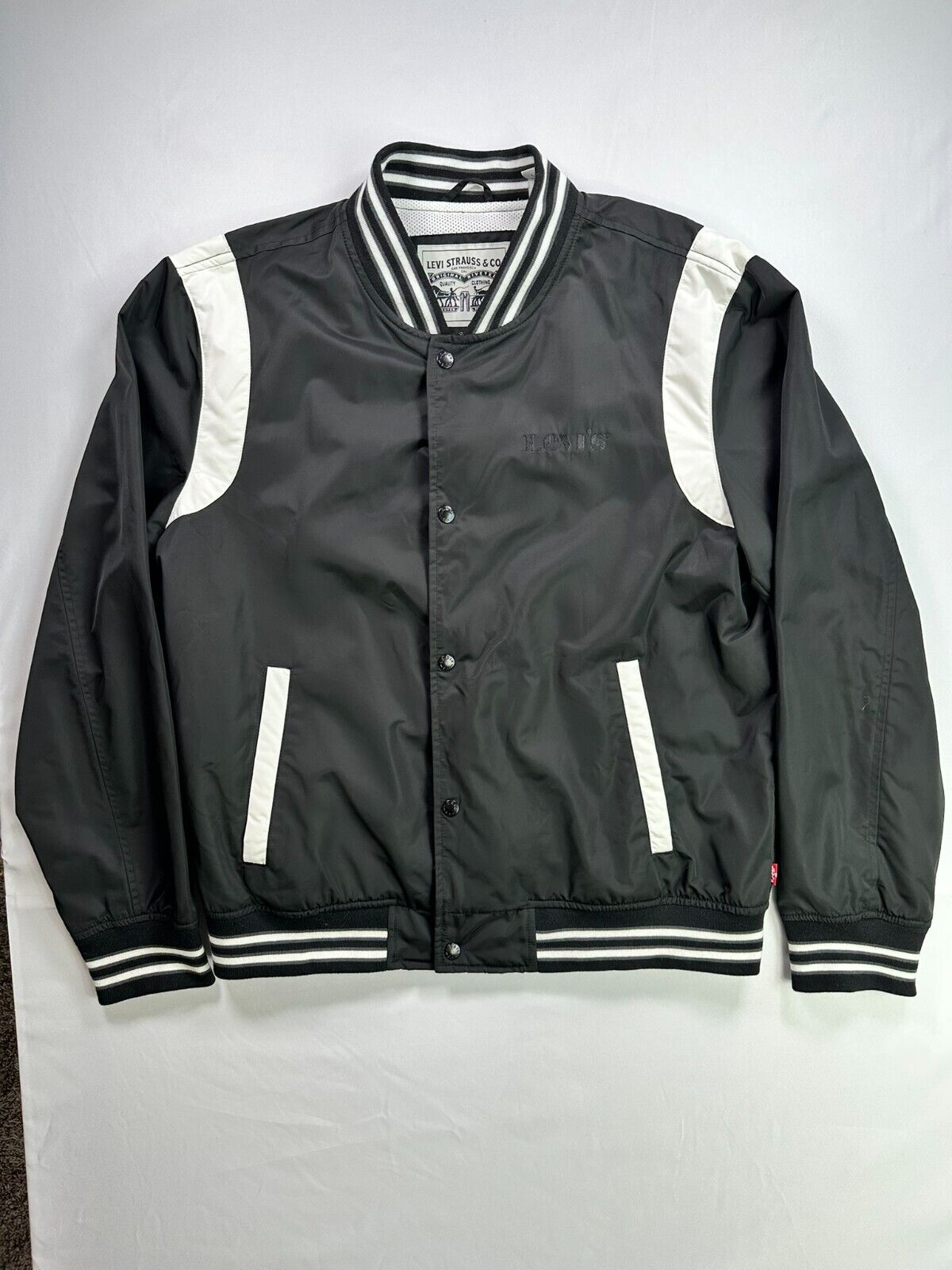 Men's Levi's Black & White Varsity Zip Jacket- Size L