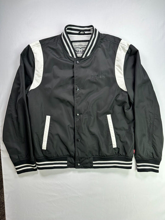 Men's Levi's Black & White Varsity Zip Jacket- Size L