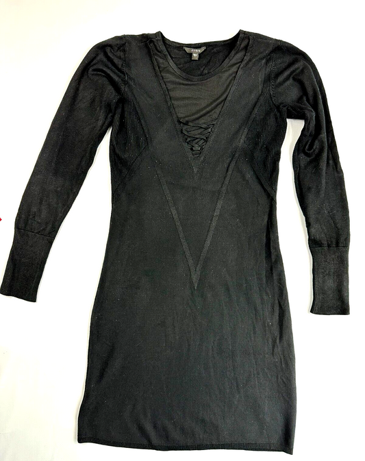 Women's Guess Bodycon Black Dress With Sleeves- Size L