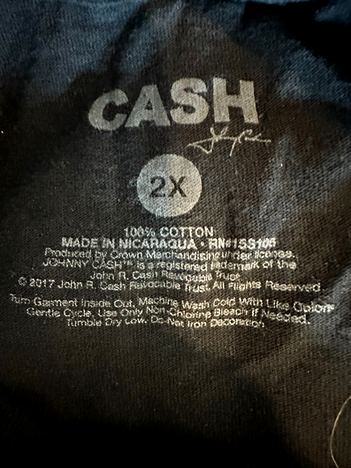 Men's Black Johnny Cash Mugshot Graphic T-Shirt- Size 2XL