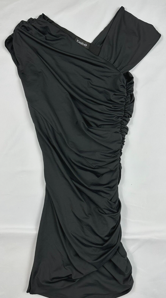 Women's Black Bebe Bodycon Ruched Mini Dress- Size XXS