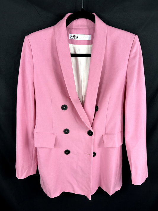 Women's Zara Pink Double Breasted Blazer- Size Small