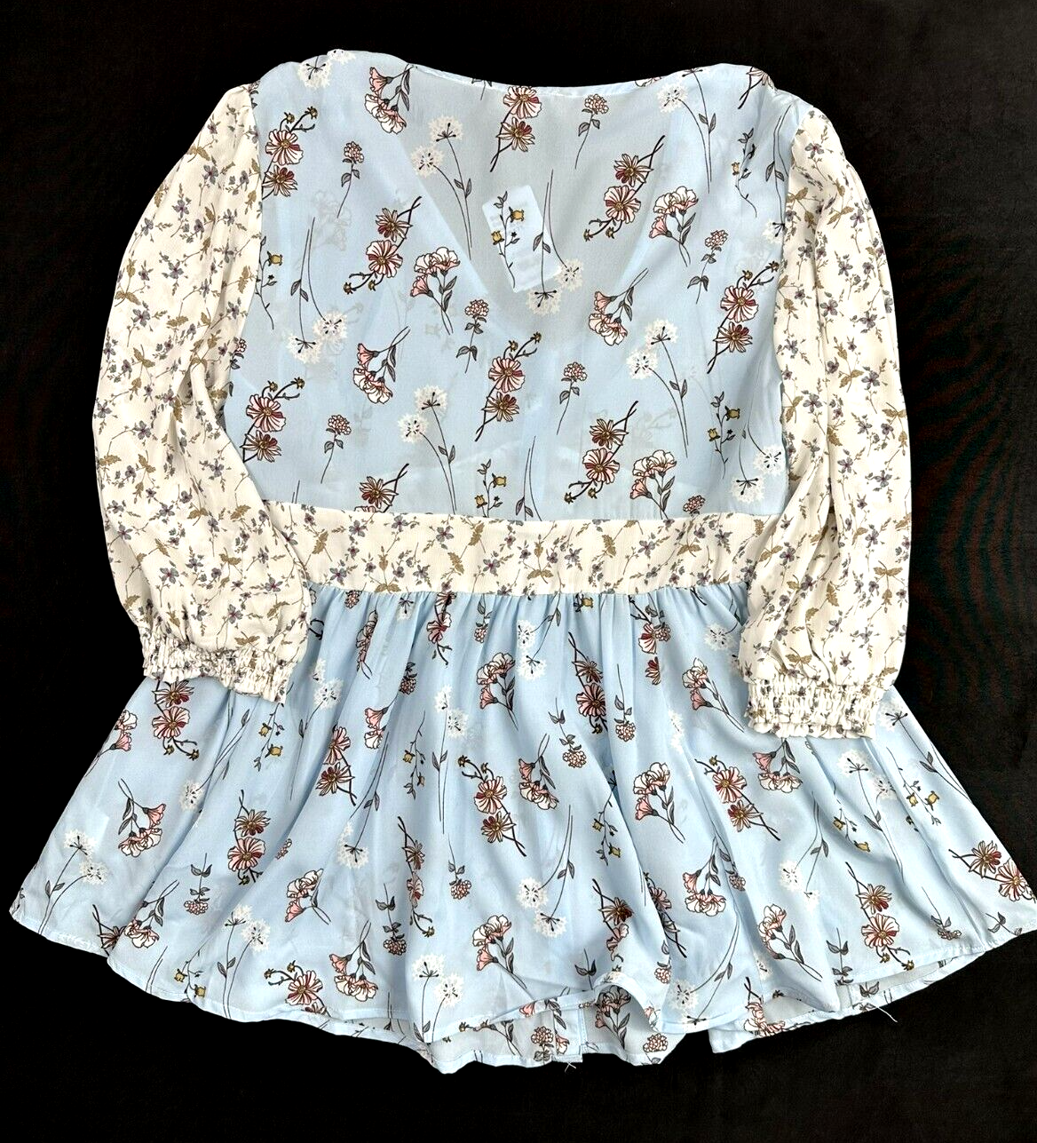 Women's Suzanne Betro Floral Light Blue Casual Dress- Size XL