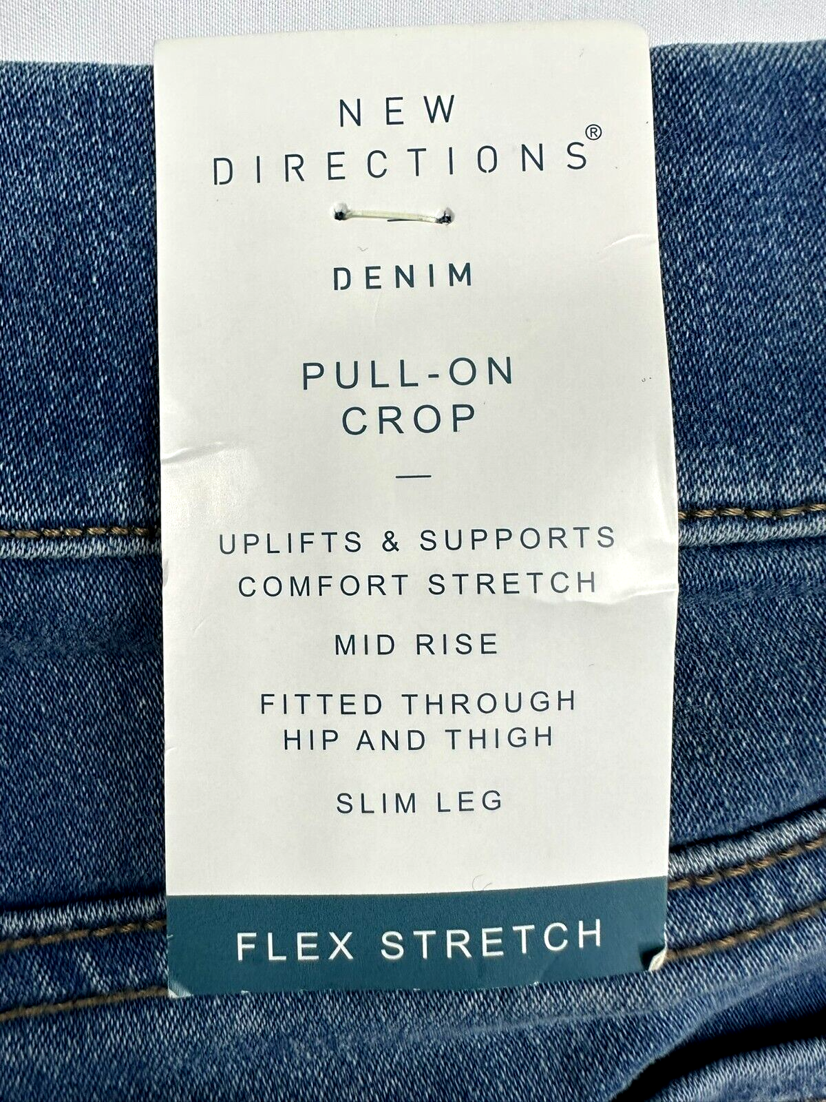 Women's New Direction Pull On Crop Flex Stretch Mid Rise Comfort Jeans- Size 12