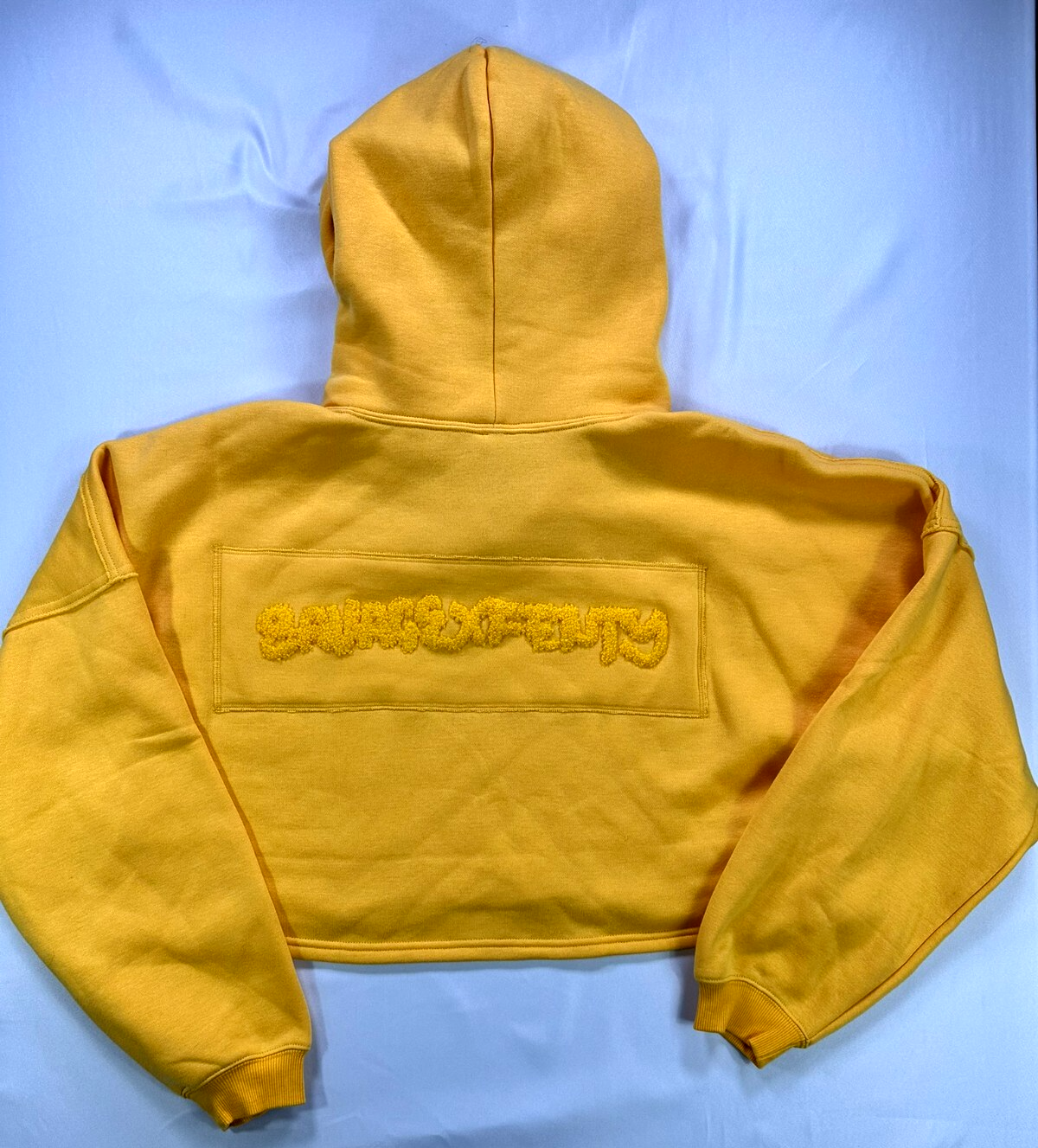 Women's Yellow Savage X Fenty Crop Fleece Hoodie With Logo- Size XL (16-18)