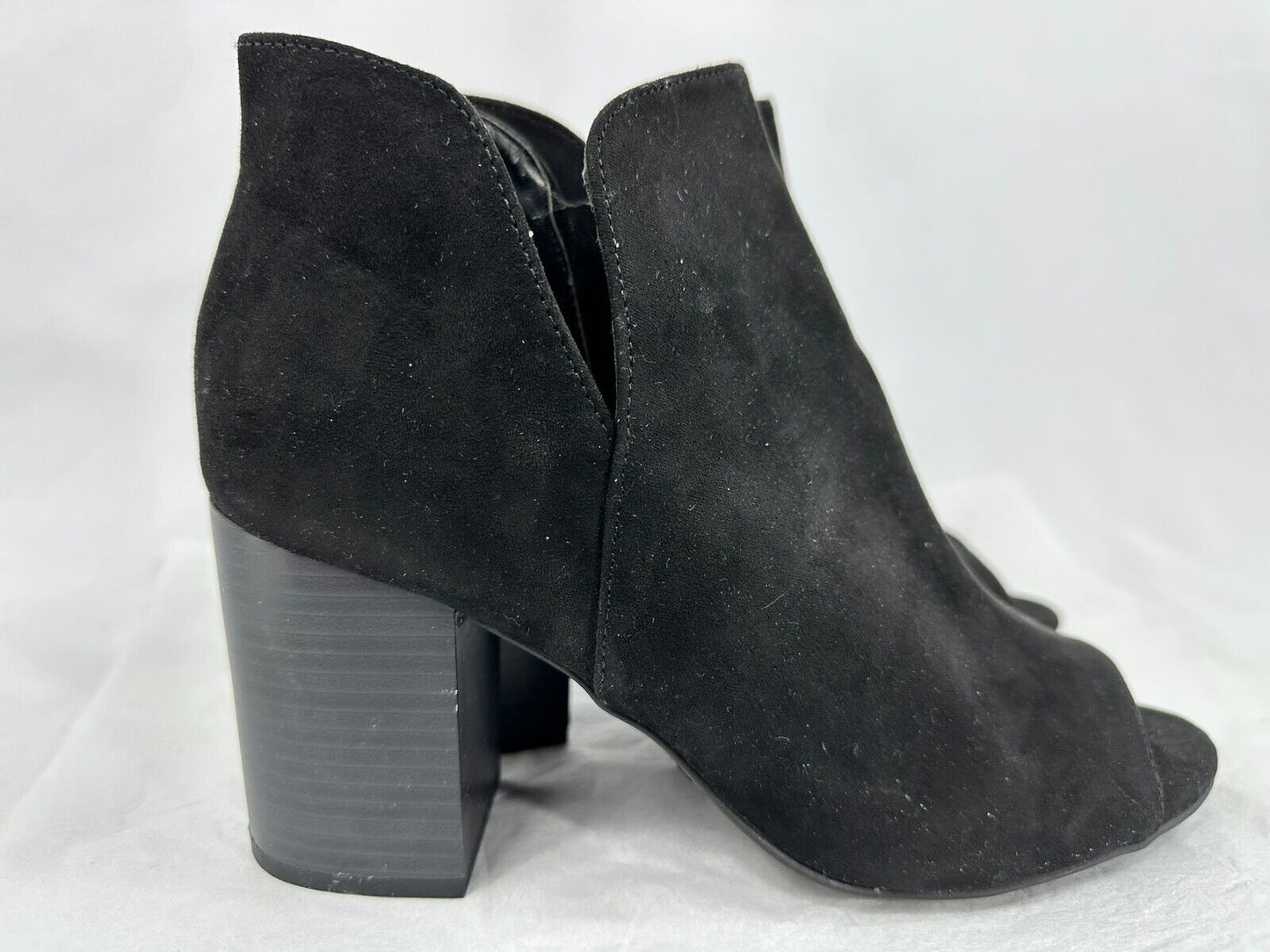 Women's Bamboo Black Open Toe Zip Up Platform Boot- Size 9