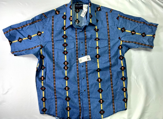 Men's Vintage Wrangler Southwestern Print Short Sleeve Shirt- Size 2XL