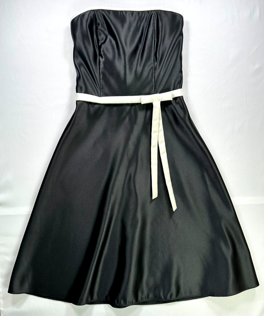 Women's Vintage Scott McClintock Black & White Strapless Satin Dress- Size 6